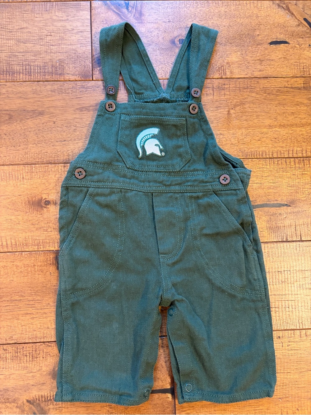 Creative Knitwear Michigan State Baby Overalls 3-6 Months Spartan Green Cotton